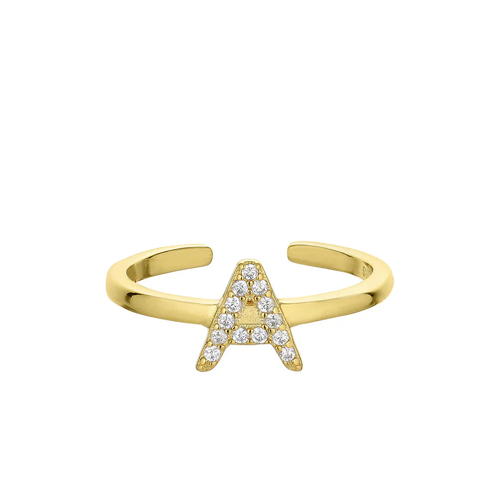 SMUK BOGSTAV RING FORGYLDT SØLV