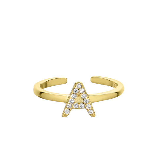 SMUK BOGSTAV RING FORGYLDT SØLV